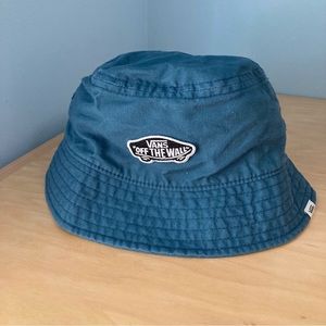 Vans Canvas Bucket Hat With Embroidered Logo Patch, Washed Blue